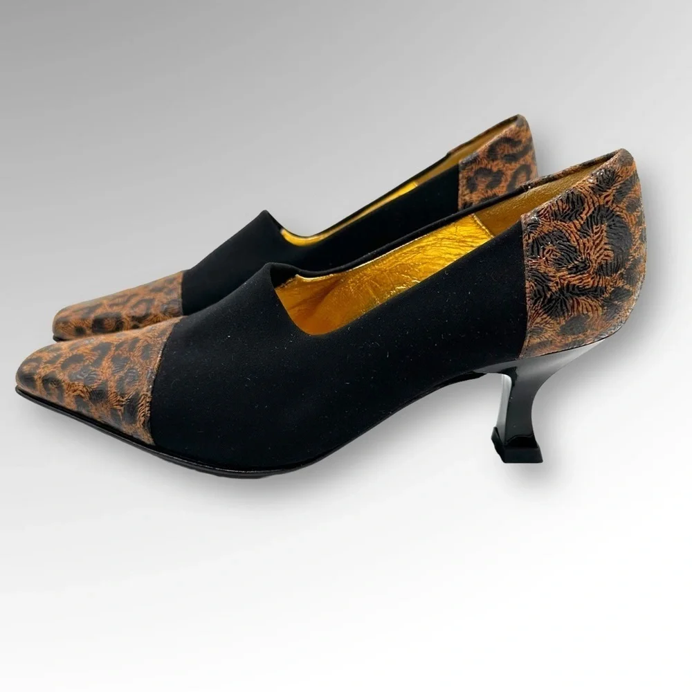 Timothy Hitsman Fabulous Black/ Brown Animal Print  Pumps Sz 6 M